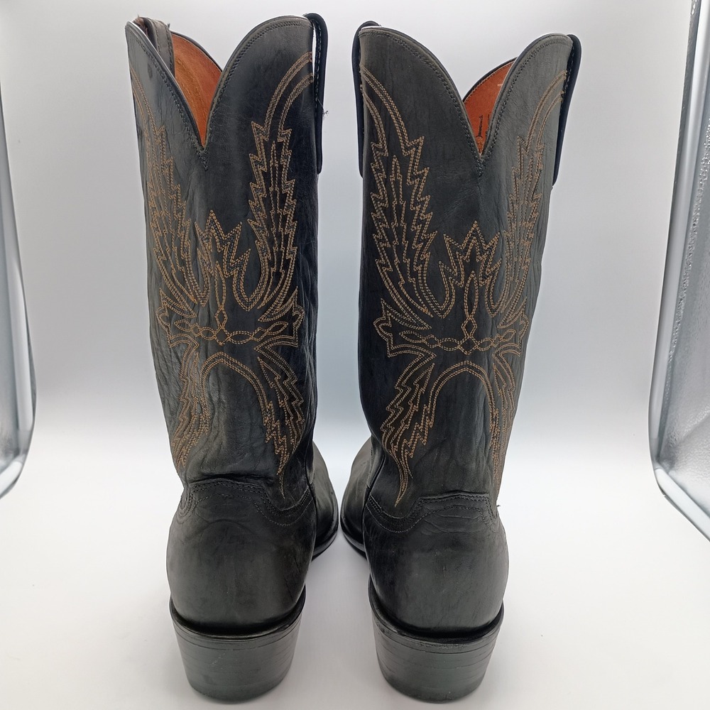Lucchese 1883 Mens Black Leather Mad Dog Cowboy Boots N1560 Size 11.5 Extra Wide - Picture 7 of 14